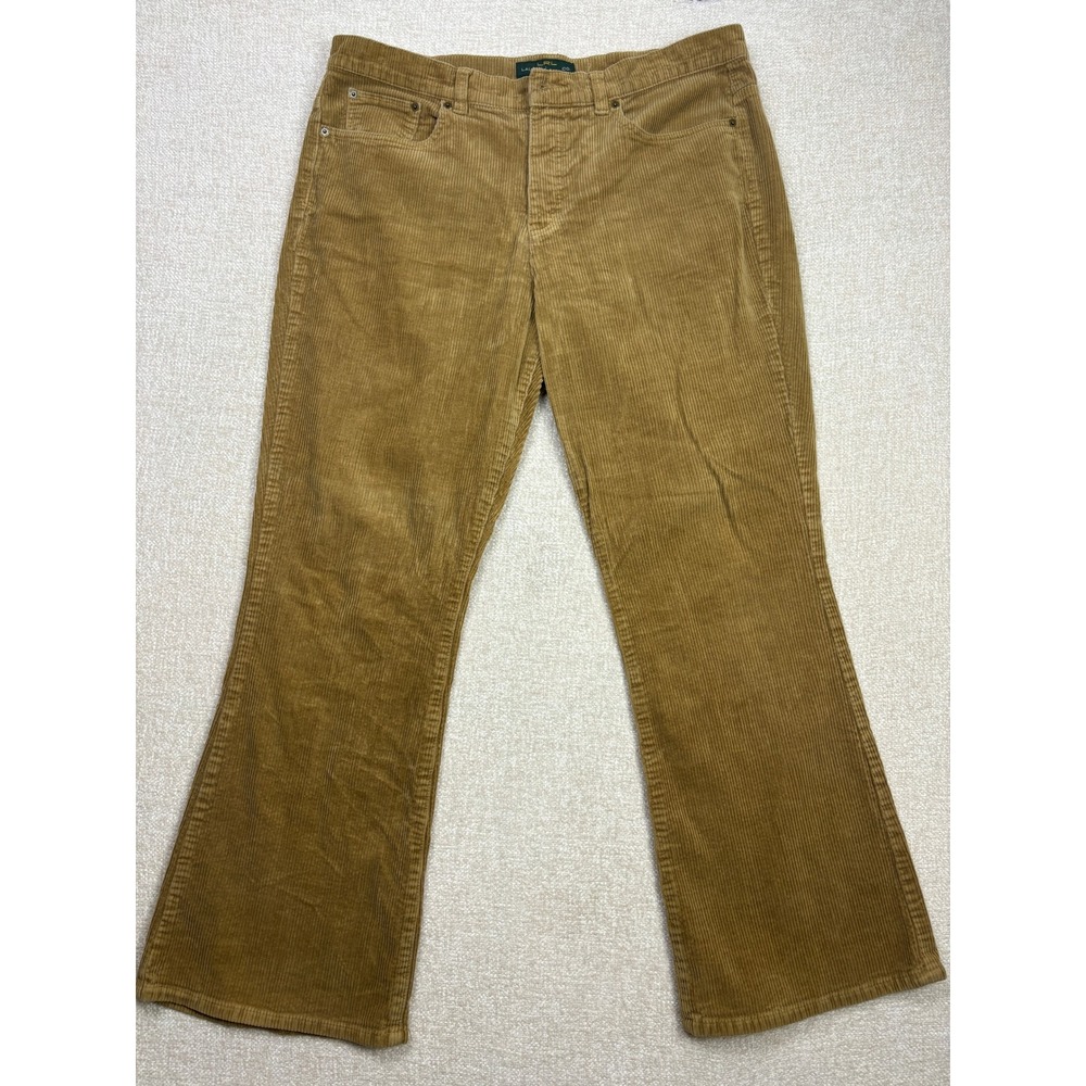 Lauren Ralph Lauren Tan Corduroy Bootcut Pants Womens 14 Camel Stretch LRL Z-582